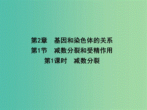 高中生物 第2章 第1課時 基因和染色體的關(guān)系 減數(shù)分裂課件 新人教版必修2.ppt