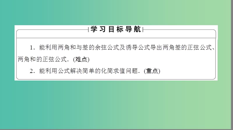 高中数学 第三章 三角恒等变换 3.1.2 两角和与差的正弦课件 苏教版必修4.ppt_第2页