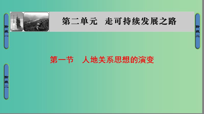 高中地理第2单元走可持续发展之路第1节人地关系思想的演变课件鲁教版.ppt_第1页