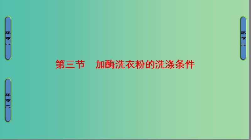 高中生物 第3章 酶的制备及应用 第3节 加酶洗衣粉的洗涤条件课件 中图版选修1.ppt_第1页