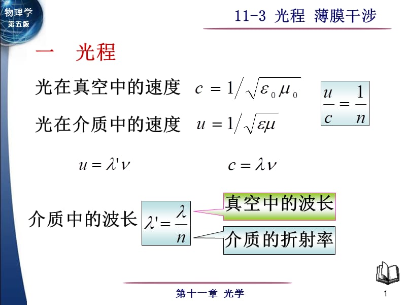 大学物理光程薄膜干涉课件讲义.ppt_第1页