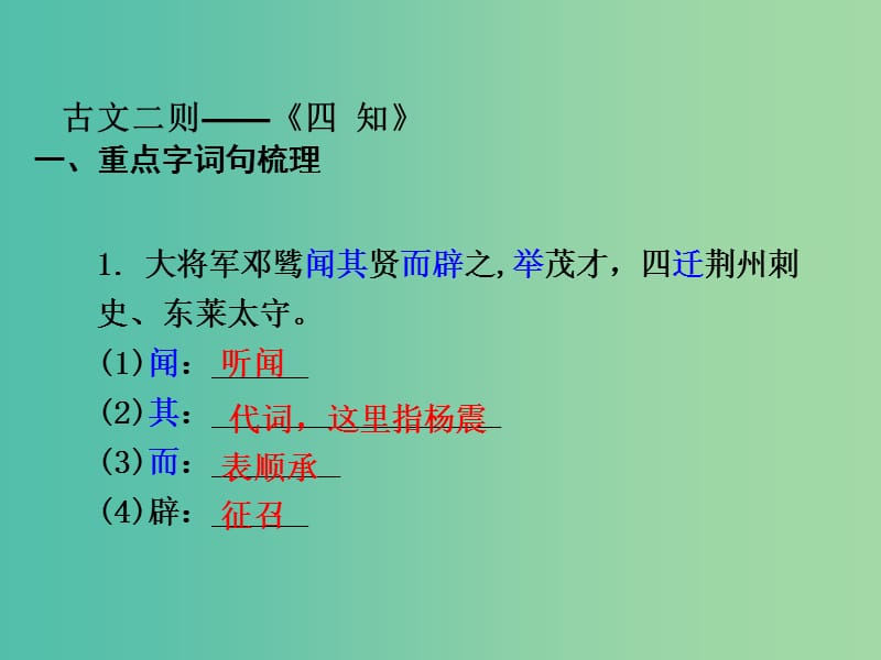 中考语文 第一部分 教材知识梳理 文言文知识复习 九下 一、古文二则课件.ppt_第2页