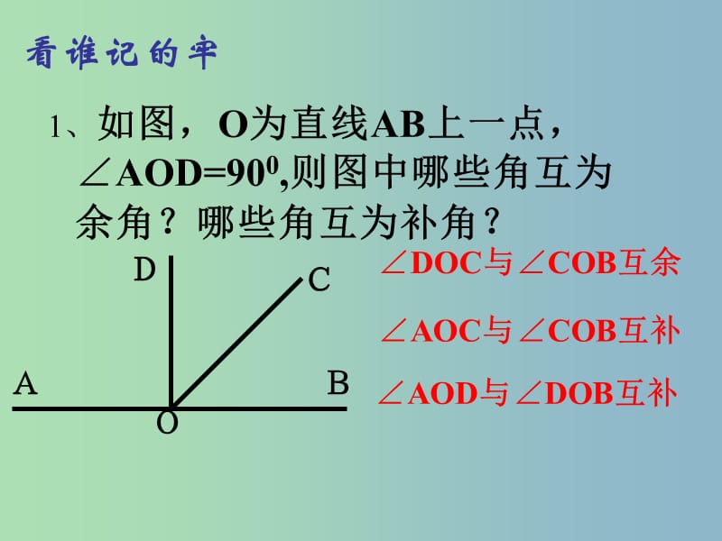 七年级数学上册 6.3 余角、补角、对顶角课件2 苏科版.ppt_第2页