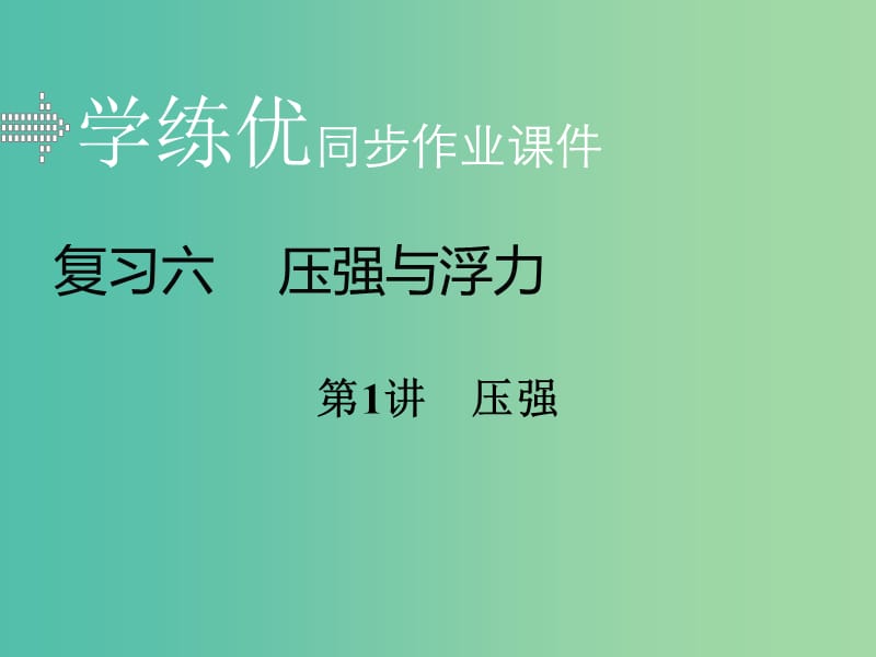 中考物理复习 专题六 压强与浮力 第1讲 压强习题课件 新人教版.ppt_第1页