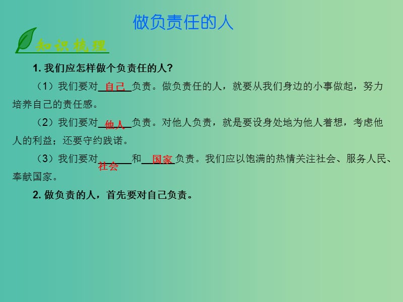 八年级政治上册 4.10.1 做负责任的人课件 北师大版.ppt_第1页