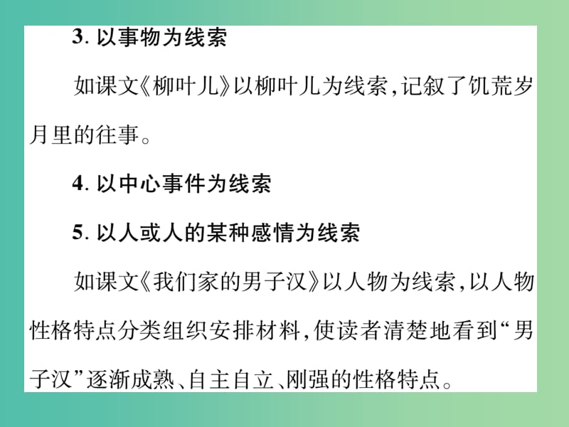 七年级语文下册 第二单元 同步作文指导 记事写人线索清楚课件 苏教版.ppt_第3页