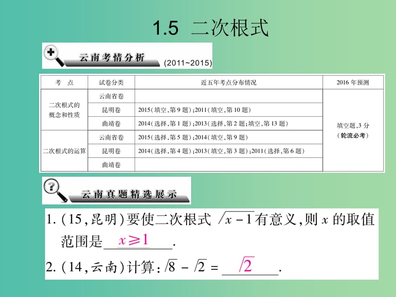 中考数学总复习 第一章 数与式 1.5 二次根式课件.ppt_第2页