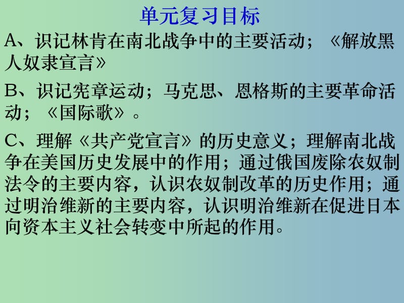 中考历史第一轮考点冲刺复习 九上 第六单元 无产阶级的斗争与资产阶级统治的加强课件 新人教版.ppt_第2页