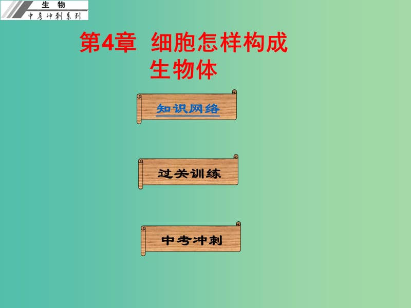 中考生物冲刺复习 基础梳理 第4章 细胞怎样构成生物体课件 新人教版.ppt_第1页