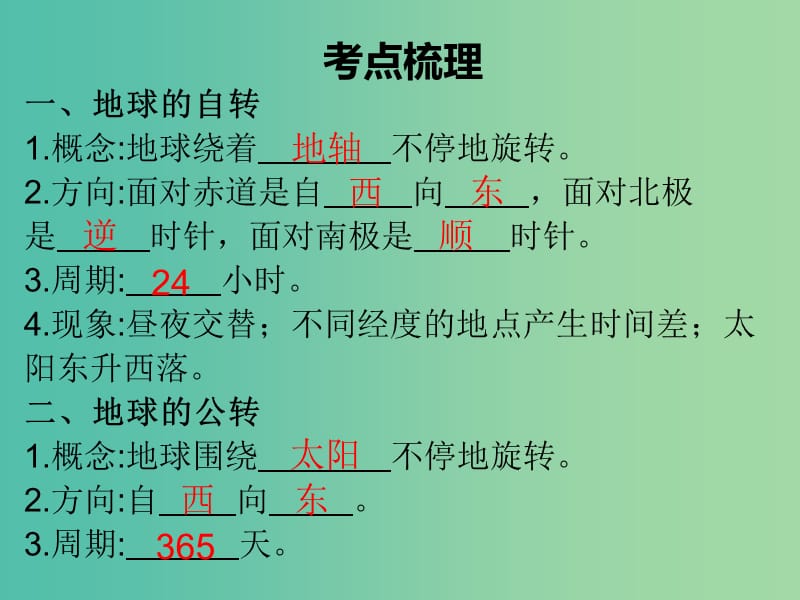 中考地理总复习 专题二 地球的运动课件.ppt_第3页