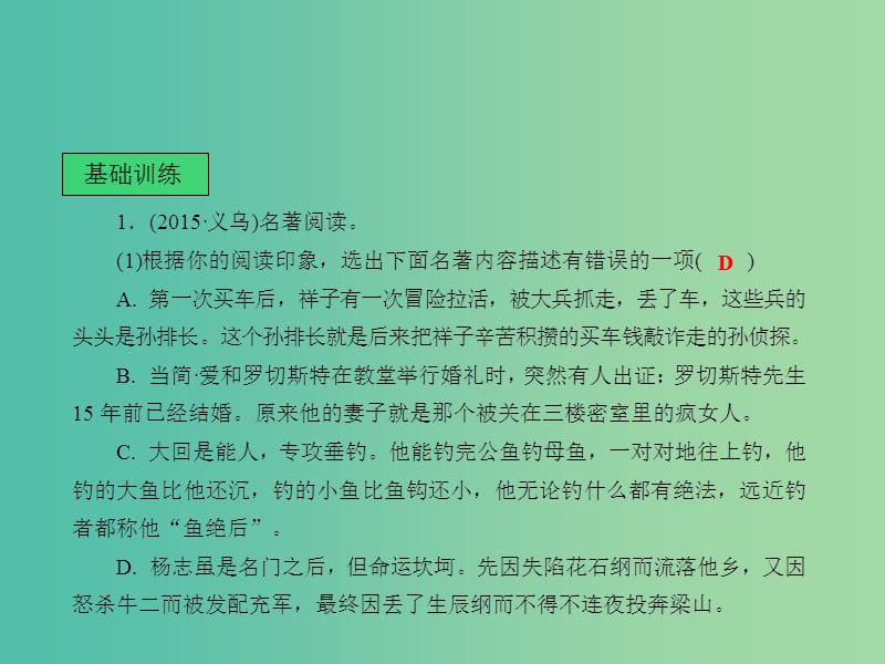 中考语文 课后强化训练 5 文学常识、名著阅读课件.ppt_第2页