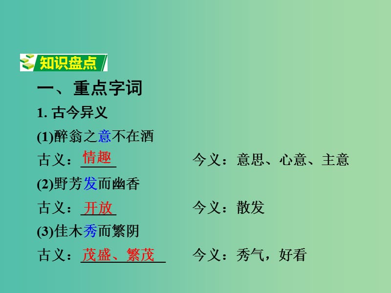 中考语文 第一部分 古代诗文阅读 专题一 文言文阅读 第16篇 醉翁亭记课件.ppt_第2页