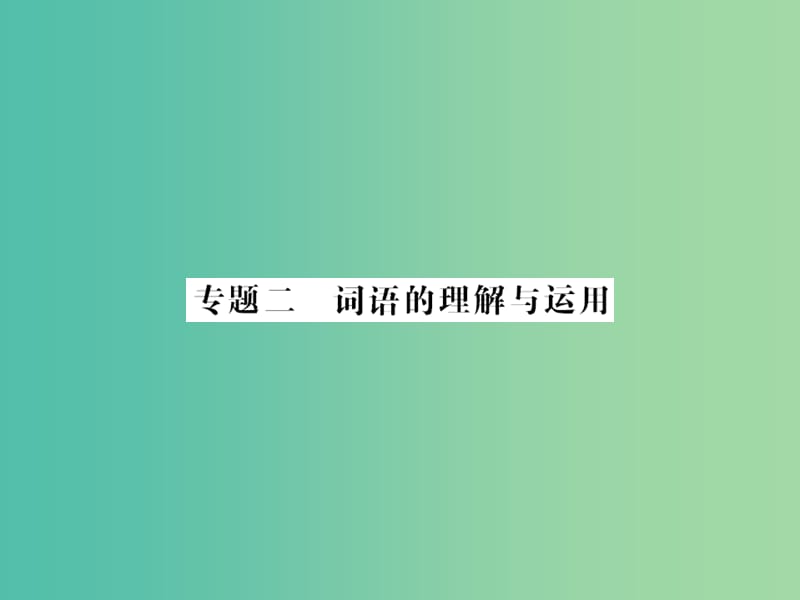 中考语文 第一部分 积累与应用 专题二 词语的理解与运用课件.ppt_第1页