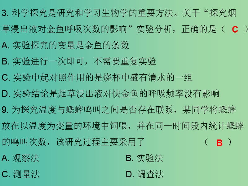 中考生物总复习 第九单元 专题训练十七 科学探究课件.ppt_第2页