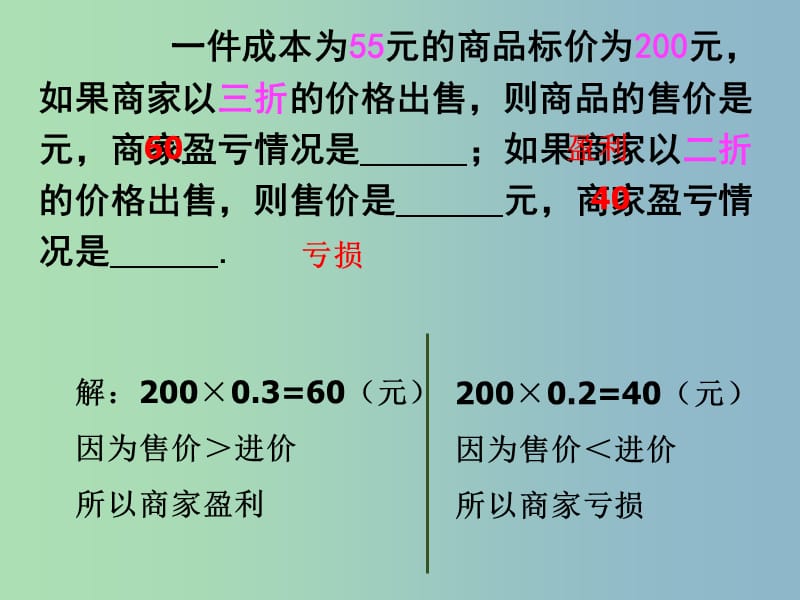 七年级数学上册 销售中的盈亏课件 新人教版.ppt_第3页