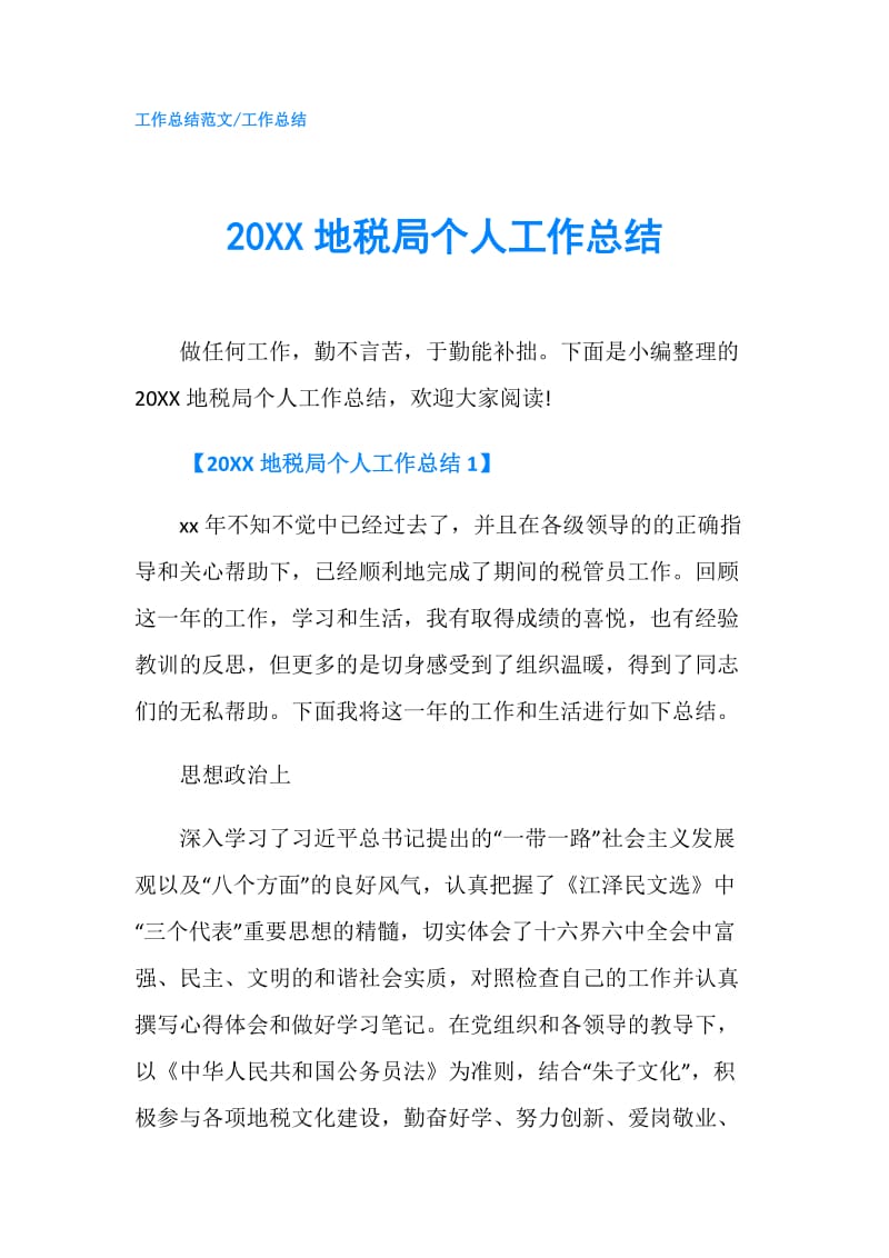 20XX地税局个人工作总结.doc_第1页