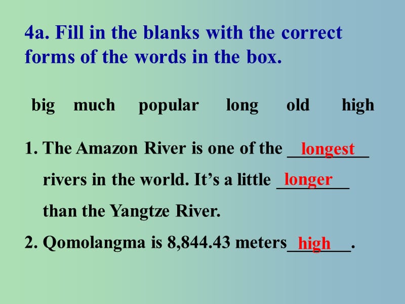 八年级英语下册 Unit 7 What’s the highest mountain in the world课件2 （新版）人教新目标版.ppt_第3页