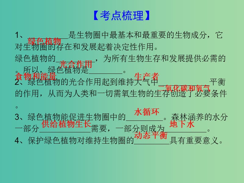 中考生物 考点梳理复习 第三单元 第七章 绿色植物与生物圈课件.ppt_第3页