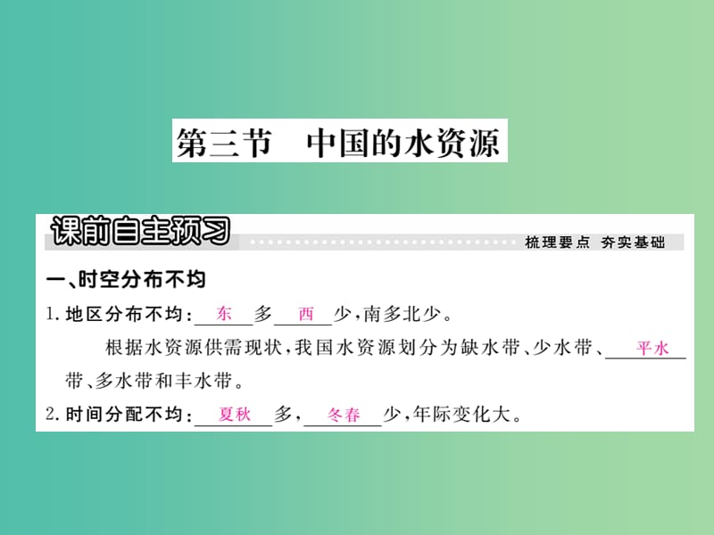 八年级地理上册 第三章 第三节 中国的水资源课件 （新版）湘教版.ppt_第1页