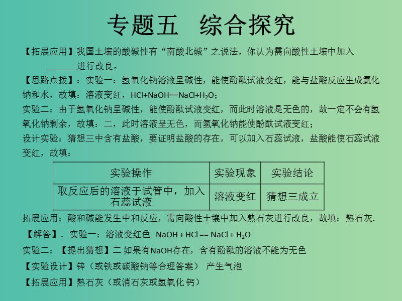 中考化学知识点冲刺 专题五 综合探究复习课件.ppt_第3页