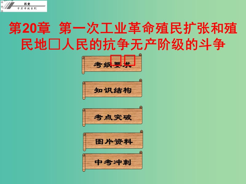 中考历史冲刺复习 基础梳理 第20章 第一次工业革命殖民扩张和殖民地课件.ppt_第1页