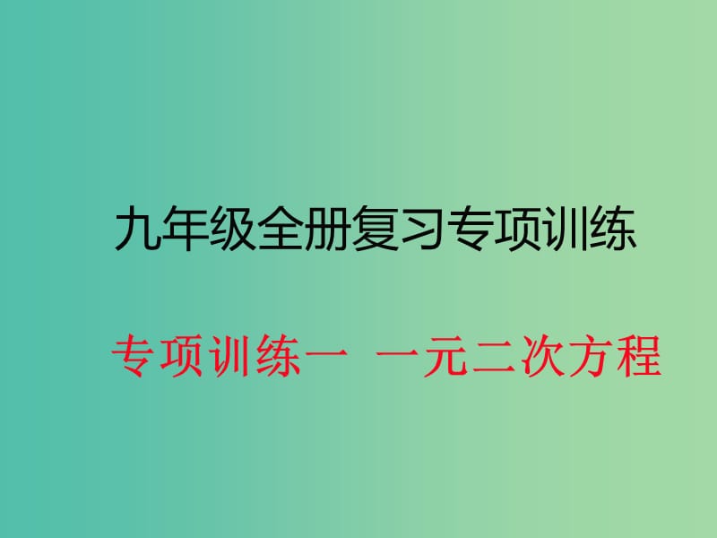 九年级数学下册 专项训练一 一元二次方程课件 新人教版.ppt_第1页