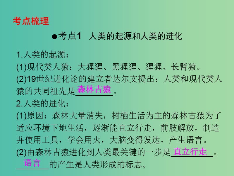 中考生物 第一部分 教材考点同步解析 第四单元 生物圈中的人（第1课时）复习课件 新人教版.ppt_第2页