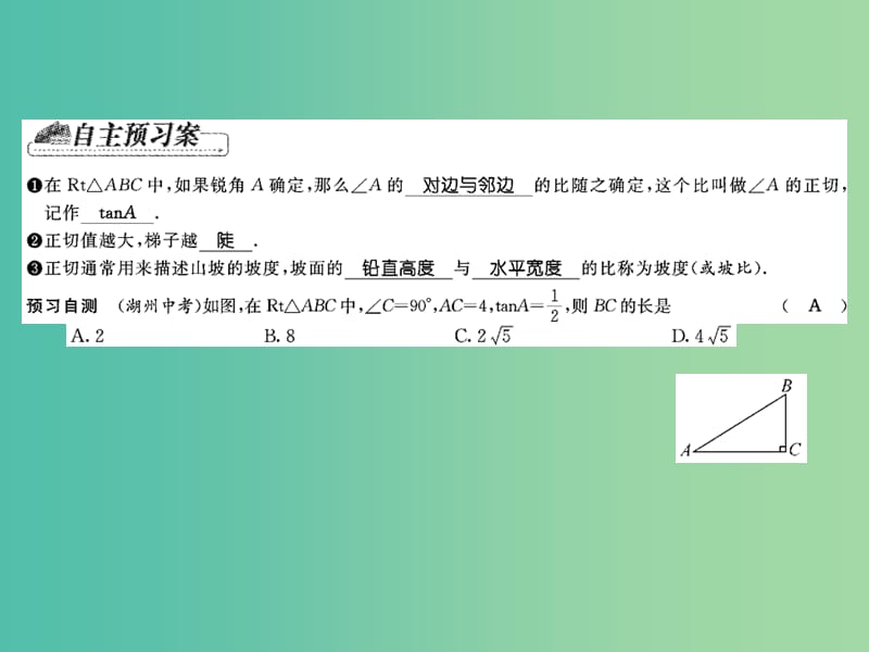 九年级数学下册 第一章 直角三角形的边角关系 1.1 正切（第1课时）课件 （新版）北师大版.ppt_第2页