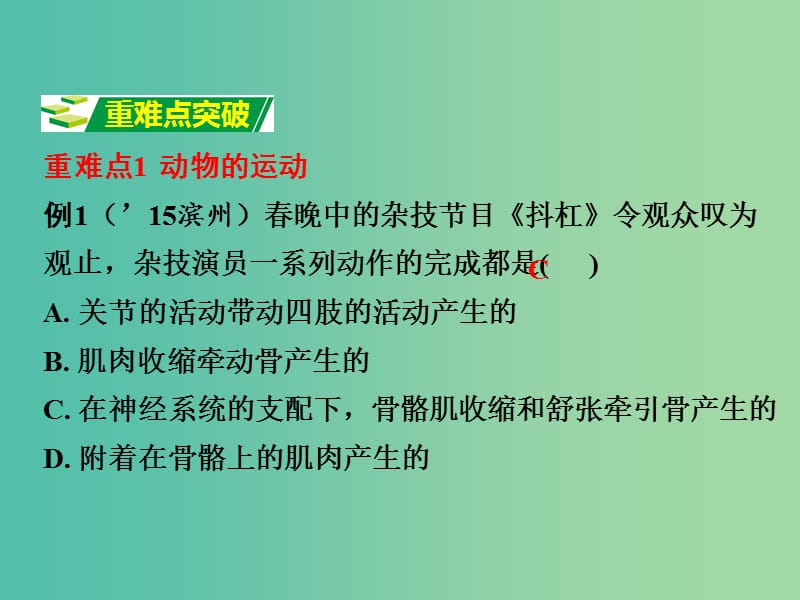 中考生物 第二部分 重点专题突破 专题六 动物的运动和行为复习课件 济南版.ppt_第3页