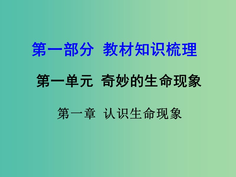 中考生物 第一部分 教材知识梳理 第一单元 第一章 认识生命现象复习课件 济南版.ppt_第1页