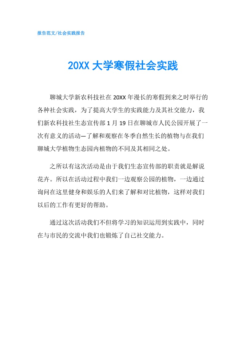 20XX大学寒假社会实践.doc_第1页