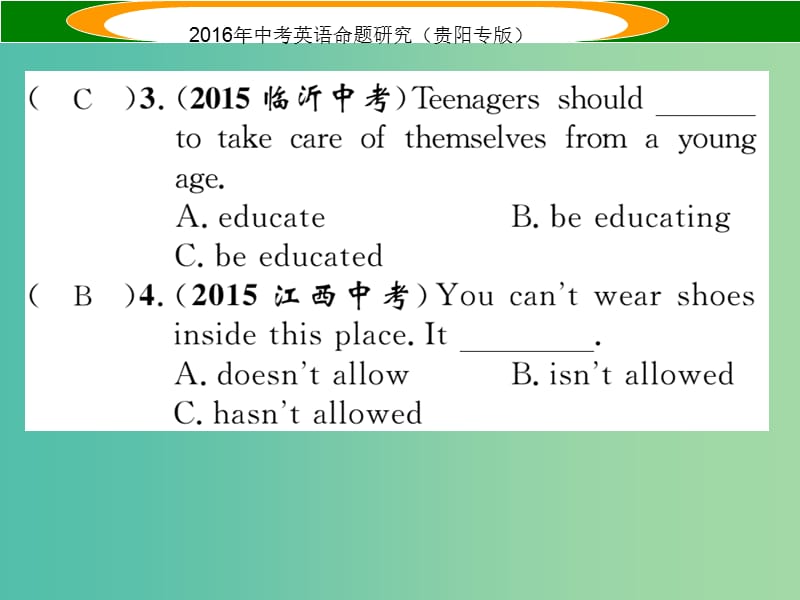 中考英语 语法专题突破精练 专题十一 动词的语态课件.ppt_第3页