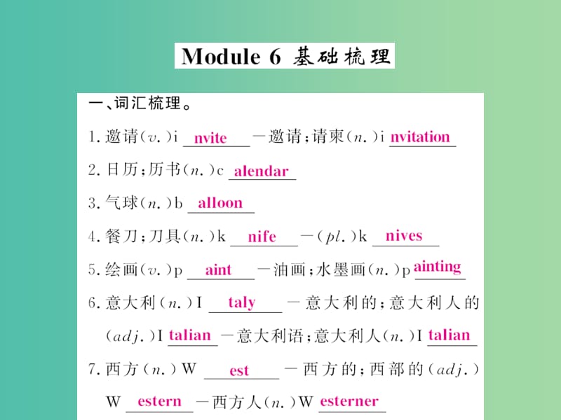 九年级英语下册 Module 6 Eating together基础梳理课件 （新版）外研版.ppt_第1页