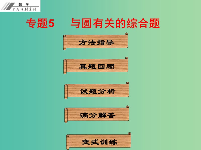 中考数学冲刺复习 专题5 与圆有关的综合题课件 新人教版.ppt_第1页