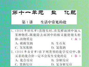 中考化學(xué)第一輪復(fù)習(xí) 系統(tǒng)梳理 夯基固本 第11單元 鹽 化肥 第1講 生活中常見的鹽練習(xí)課件 新人教版.ppt