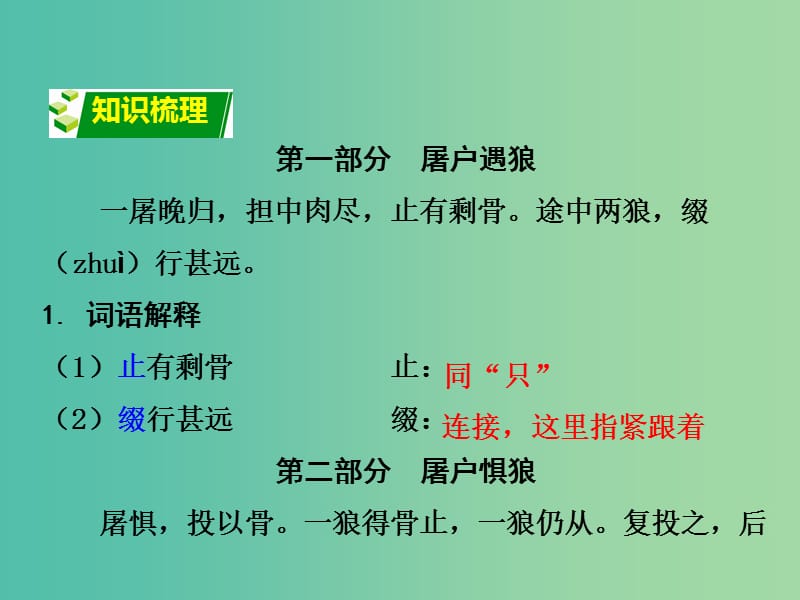 中考语文 第二部分 古诗文阅读 专题二 文言文阅读 3《狼》复习课件.ppt_第2页