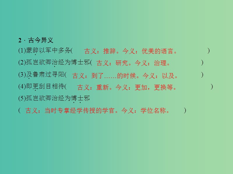 中考语文 第一部分 教材知识梳理 文言文知识梳理（七下） 第3篇 孙权劝学课件 新人教版.ppt_第3页