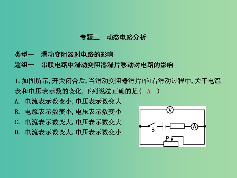 九年级物理全册 第15章 探究电路 专题三 动态电路分析课件 （新版）沪科版.ppt_第1页