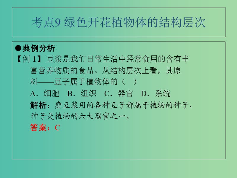 中考生物 第2单元 考点9 绿色开花植物体的结构层次课件 新人教版.ppt_第2页