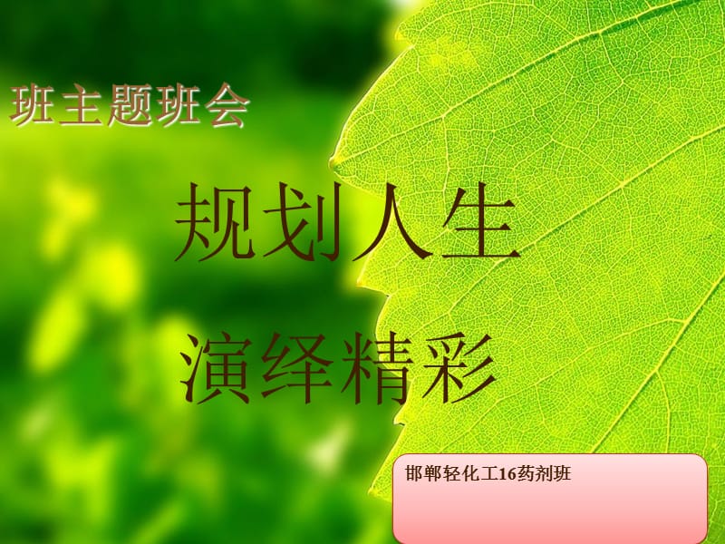 职业生涯规划主题班会.ppt_第1页