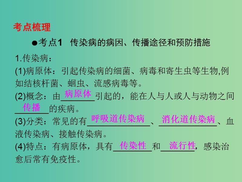 中考生物 第一部分 教材考点同步解析 第八单元 健康地生活（第1课时）复习课件 新人教版.ppt_第2页