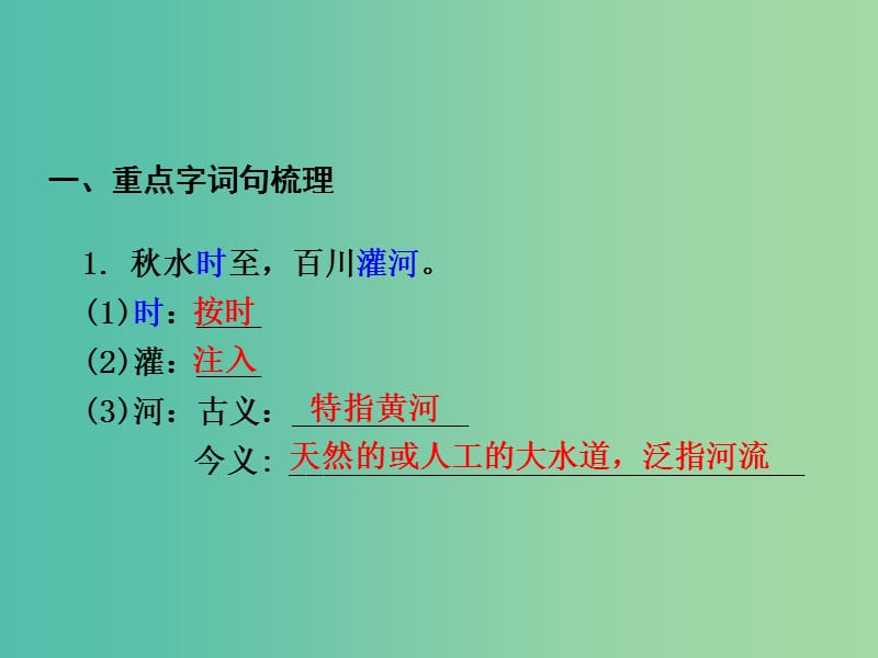 中考语文 第一部分 教材知识梳理 文言文知识复习 九上 一、秋水课件.ppt_第2页