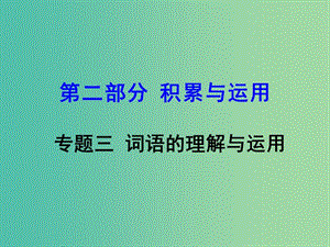 中考語文 第二部分 積累與運用 專題三 詞語的理解與運用課件.ppt