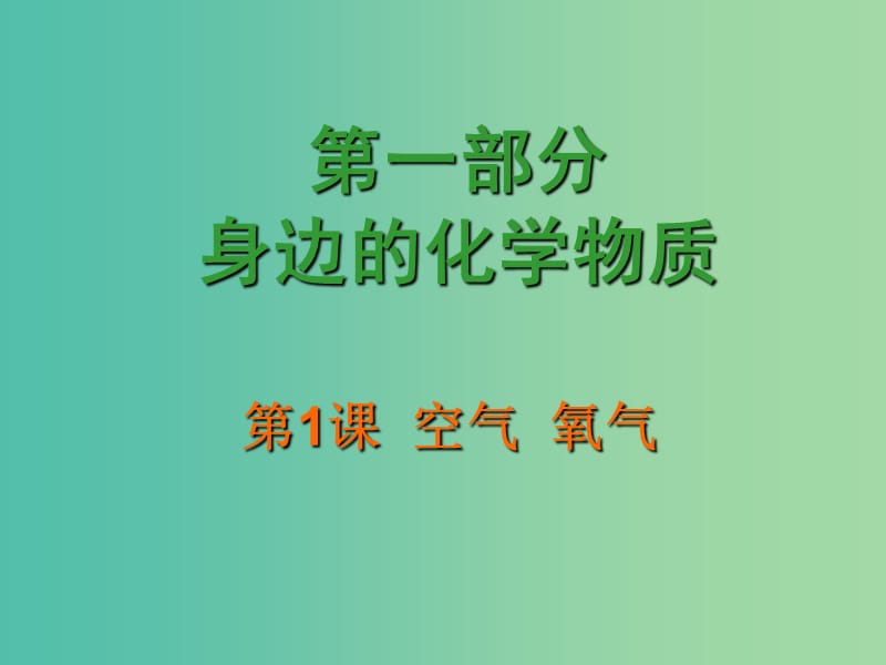 中考化学 第一部分《身边的化学物质》第1课 空气 氧气复习课件.ppt_第1页