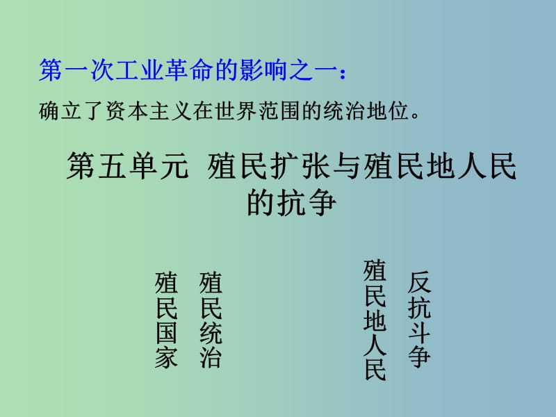 中考历史第一轮考点冲刺复习 九上 第五单元 殖民扩张与殖民地人民的抗争课件 新人教版.ppt_第1页