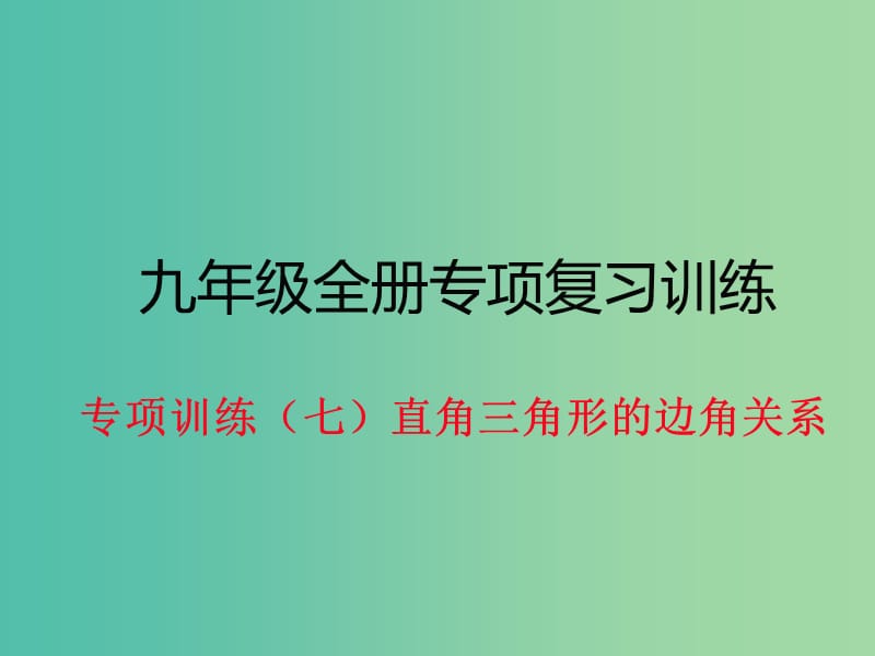 九年级数学下册 专项训练七 直角三角形的边角关系作业课件 北师大版.ppt_第1页