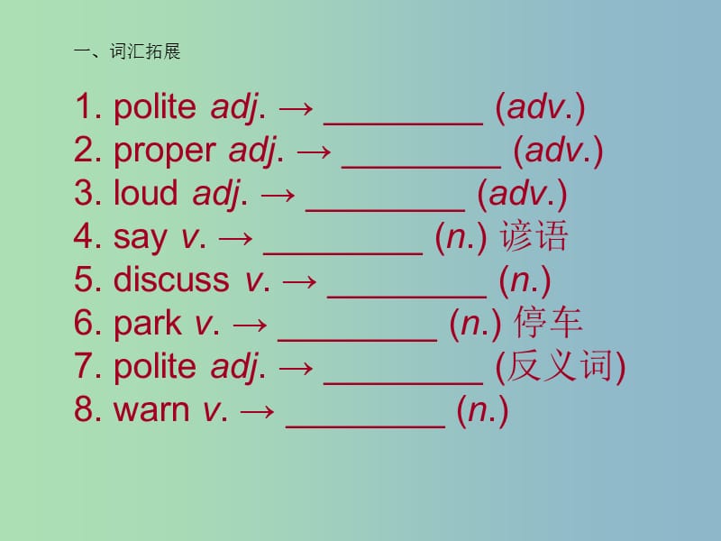 八年级英语下册 Unit 5 Good manners revisioon课件 （新版）牛津版.ppt_第2页