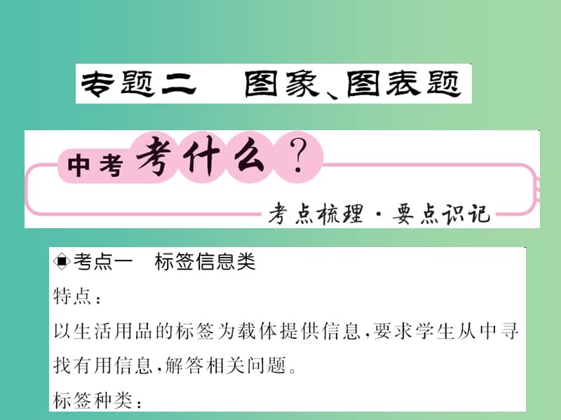 中考化学第二轮复习 专题训练 提升能力 专题二 图像、图表题教学课件 新人教版.ppt_第1页