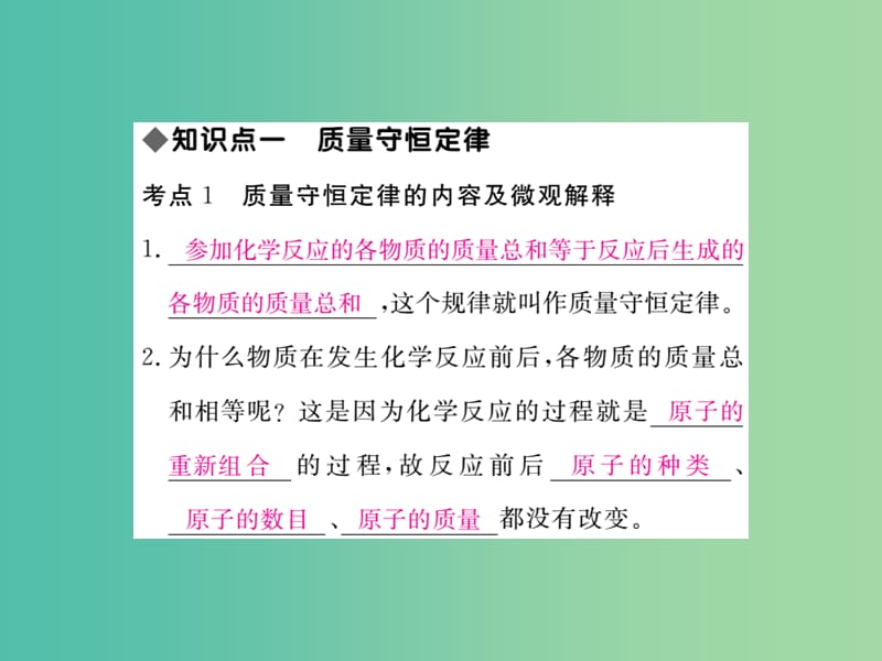 中考化学 知识清单复习 第五单元 化学方程式课件 新人教版.ppt_第2页