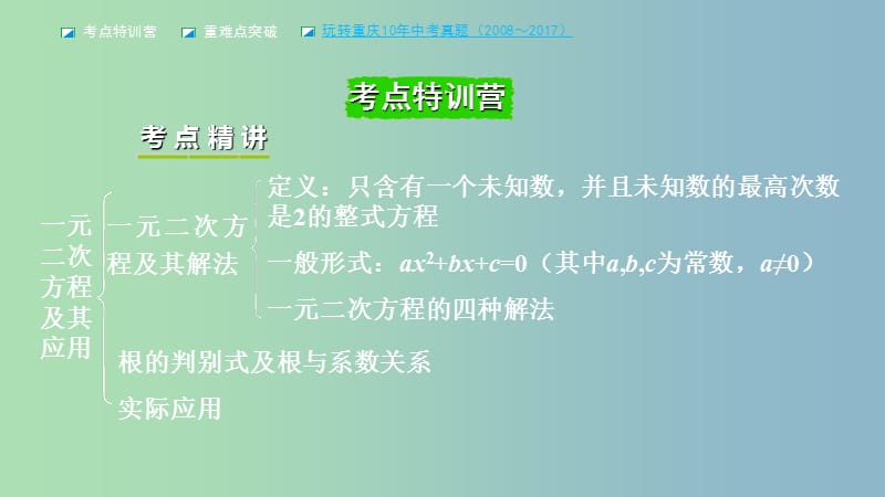 中考数学一轮复习第二章方程组与不等式组第2节一元二次方程及其应用课件.ppt_第2页